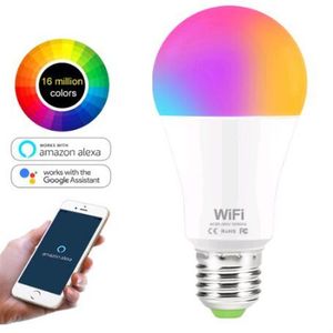 15W wifi SMART LICHT BULB RGB WIT MAGIC LAMDIMMABLE LED E27 B22 WIFI -bollen compatibel met Amazon Alexa Google Home Smartphone183y