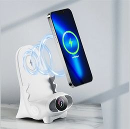 15W Wireless Charger Dock geluidsversterking LED -indicator Trendy waterdichte stoelontwerp Telefoonlaadhouder met aromatherapiebox