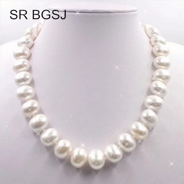15x12mm perle d'imitation blanche coquille de mer du sud perles en forme d'oeuf noeud GP fermoir mode bijoux indiens collier 18 240313