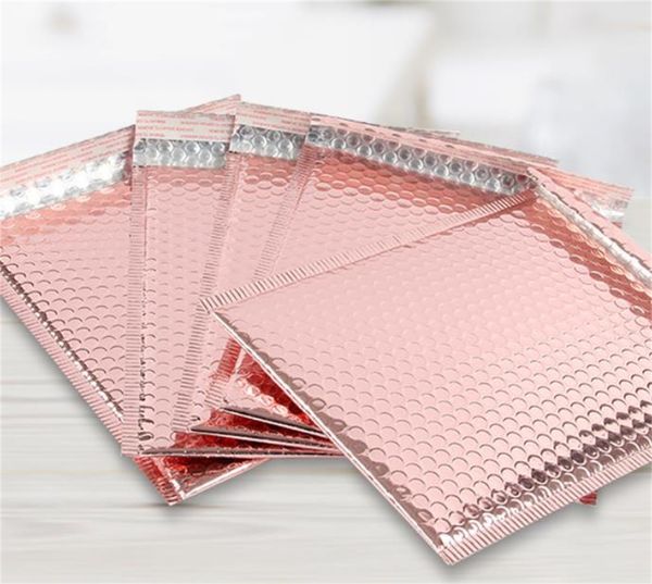 Sobre de burbujas de oro rosa de 15X13 + 4 cm, sobre de burbujas de papel de aluminio dorado rosa para embalaje de regalo, bolsa de recuerdo de boda