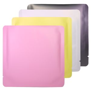 15x15cm Verschillende kleur wit / geel / roze / zwart warmte afsluitbaar aluminium folie platte zak open top pakket tas vacuüm pouch lx2104