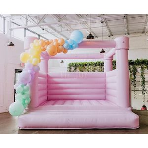 15x15x10ft-4.5mlx4.5mwx3mh activités de plein air Commercial Moonwalk Blanc Boucle gonflable Bouncer château gonflable, pastel Blue Pink Wedding Bounce House for Party