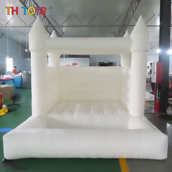 Castillo inflable de 15x15x10 pies para exteriores para bodas, cumpleaños, saltador blanco, castillo hinchable con piscina de bolas para niños/casa de rebote blanca moderna + piscina, tiene mucho espacio para rebotar