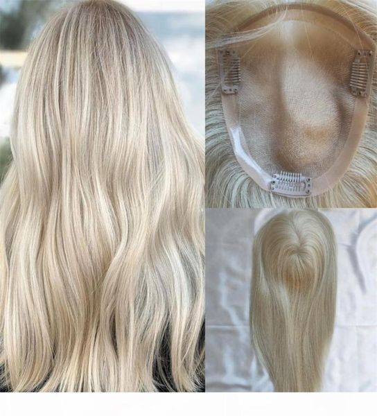 15x17cm Hair Toppers Virgin European Human Human Blonde Hair Pieces mono base saillante Quality Toupee Tupee Topper for Women6377691