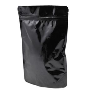 15x23 cm Ziplock Sac De Papier D'aluminium Thermoscellable Noir Pur Mylar Feuille Sac D'emballage Pochette À Fermeture Éclair Pour Le Stockage Des Aliments De Fleurs De Thé 20 pcs Lot236S