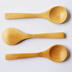 Cuchara de bambú Natural de estilo japonés, Mini utensilio de cocina redondo de madera, mermelada, té, sopa, vajilla para el hogar, 15x4cm