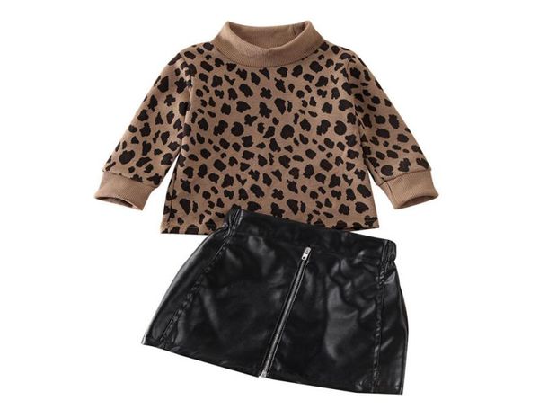 15 ans pour tout-petit bébé fille gamin pull leopard tops cortical mini jupe robe tenue y2008299410058