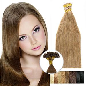 16 '' - 24 '' 1G / Strand 100s / partij # 12 Lichtbruin Dikke Pre Bonded I Tip Stick Tip Keratin Fusion Double Drawing Remy Human Hair Extensions