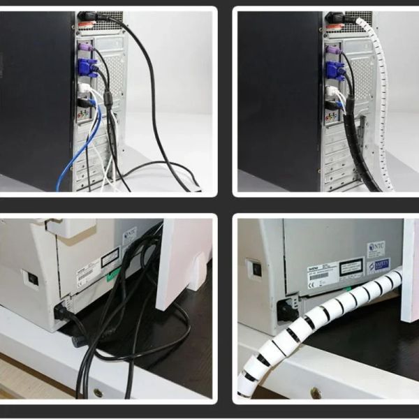 16/10 mm Flexible Spiral Cable Wire Protector Cable Organisateur Ordinateur Cordon de protection Clip Clip Organisateur Outils de gestion
