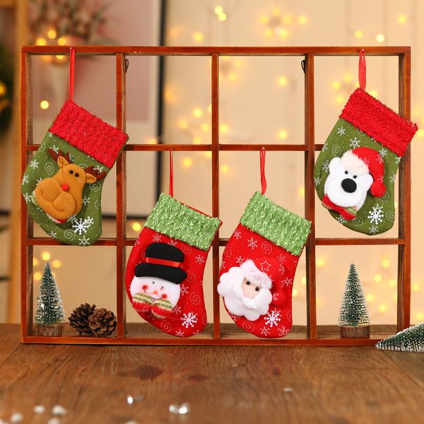 Medias navideñas para niños de 16x13cm, decoraciones para árboles de Navidad, adornos decorativos para interiores CO520