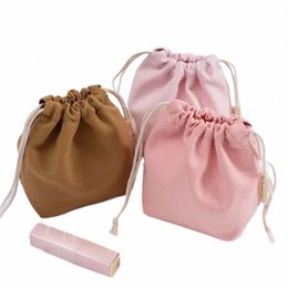 16 * 14 * 6 cm Pequeño bolso con cordón Bolsillos Lona portátil Bolsas de cosméticos Mujeres Bolsa de almacenamiento de viaje Cott Tote Bolsa Bolsa de joyería y6M4 #