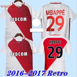 16 17 en tant que maillots de football Monaco Mbappe Mbappe Falcao Bernando Carrillo Germain Fabinho League Champion Maillot Vintage Classic Football Shirt