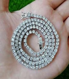 16 18 20 22 24 pulgadas 3 mm cadenas heladas collares fow hombres mujeres diseñador de lujo collar de diamantes bling cadena de tenis de plata dorada 4778923