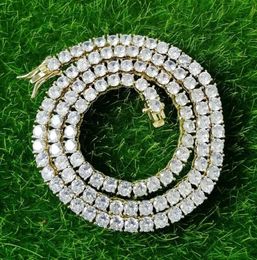 16 18 20 22 24 pulgadas 4 mm Cadenas de cadenas heladas FOW Mujeres Diseñador de lujo Bling Diamond Collar de oro Cadena de tenis de plata 8564503