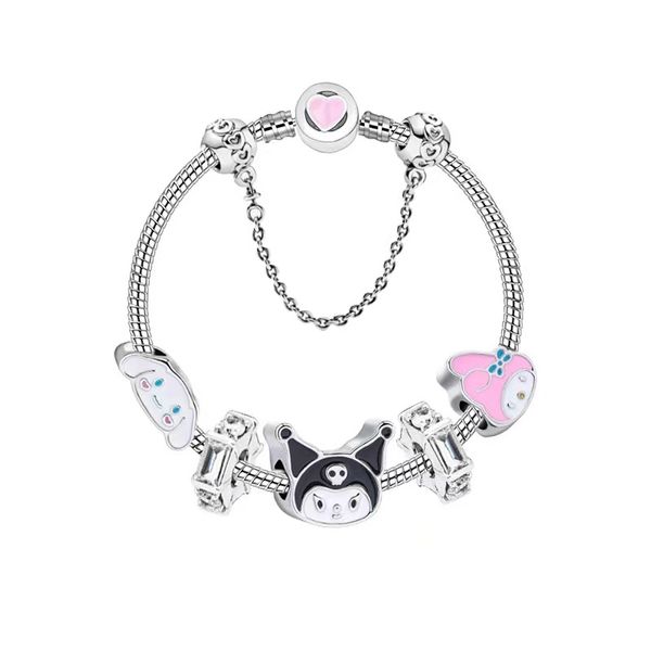 Pulsera con abalorio de cadena de mano con cuentas de 16-21 CM kuromi y melodía lindos abalorios de dibujos animados aptos para niños joyería DIY como regalo