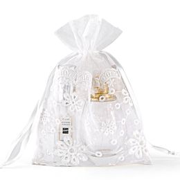 White Organza opbergtassen bruiloft gunst met trekkoord premium elegante sieraden zakjes feestfestival cadeau candy tas 16 x 23 cm 1222129