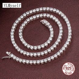 16-24 pulgadas 100% de garantía Real 925 Sterling Sier Pave 2Mm/m/4Mm Sparkly Circus Tennis Chain Hiphop Rock Fine Jewels