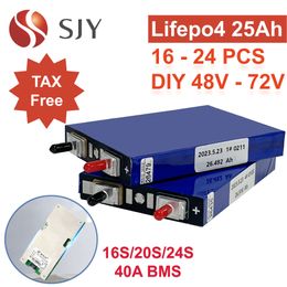 16-24 Lifepo4 3,2V 25AH 3 2 Tension Lithium Iron Phosphate Cellule pour bricolage 48V 60V 72V Batterie électrique / moto LI-ion Pack