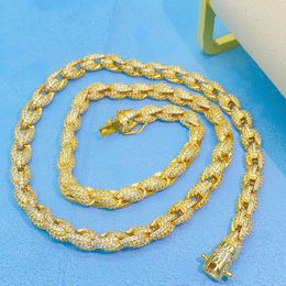 16-24 pouces 925 argent Sterling entièrement glacé Moissanite corde torsadée collier Bracelet pour femmes/hommes beau cadeau