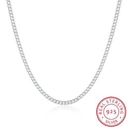 16-24 pouces mince réel 925 argent Sterling 2mm chaîne latérale collier femmes filles enfants 40-60 cm bijoux kolye Collares collier236F