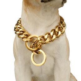 16-26 Collar para perro mascota Seguridad Anti-Pérdida Collar de cadena de plata Curb Cuba Link 316L Joyería de acero inoxidable Suministros para perros Wholesa175J