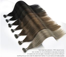 16 '' - 26 '' Grade 10A Nano Remy Remy Human Hair Extensions 80G / Pack 0,8 g / s 200s / lot Couleur naturelle Blonde Blong