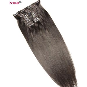 16-28 pouces 10pcs Set 240g 100% Brésilien Remy Clip-in Extensions de Cheveux Humains Clips Tête Complète Naturel Droit