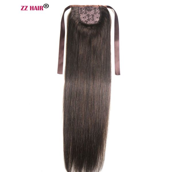 16-28 polegadas Fita Rabo de Cavalo Rabo de Cavalo 160g Clipes 100% Brasileiro Remy Extensão de Cabelo Humano Reto Natural