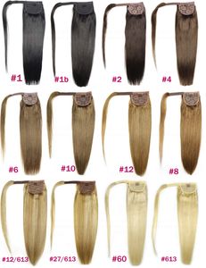 16-28 pouces envelopper queue de cheval magique prêle 100g Clips in/on 100% brésilien Remy Extension de cheveux humains naturel droit