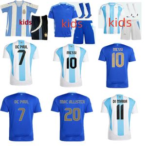16-28 Taille 24 25 MESSIsS ArgentinaS Home Away Soccer Jerseys 2024 J.AAREZ DI MARIA DYBALA MARTINEZ ALLISTER MARADONA Maillot de football pour enfants Fans
