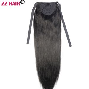 16-30 inches lint paardenstaart paarsetail 140 g clips in / op 100% Braziliaanse remy menselijke haarverlenging natuurlijk recht