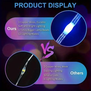 16,4 pés/32,8 pés/65,6 pés LED luz de fio de couro à prova d'água barra de luz DIY, barra de luz flexível à prova d'água USB, emite luzes de néon quando confrontado com objetos fluorescentes