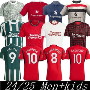 Rashford Mount Mainoo 23 24 25 Soccer Jerseys B. Fernandes Garnacho Hojlund 2023 2024 2025 Casemiro Amrabat Stone Roses voetbalkit Shirt Men Kids Sets Uniform