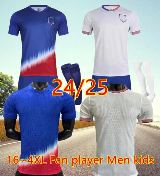 16-4XL USAS PULISIC Soccer Jerseys 2024 2025 ADAMS Copa America 24/25 Home Away Enfants Football Chemises Hommes Joueur Version SMITH MORGAN