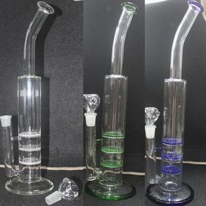 16,5 pouces en verre Bong Beaker Oil Dap Rig Perc en nid d'abeille 3 couches avec bol de 18 mm pour fumer chicha Shisha