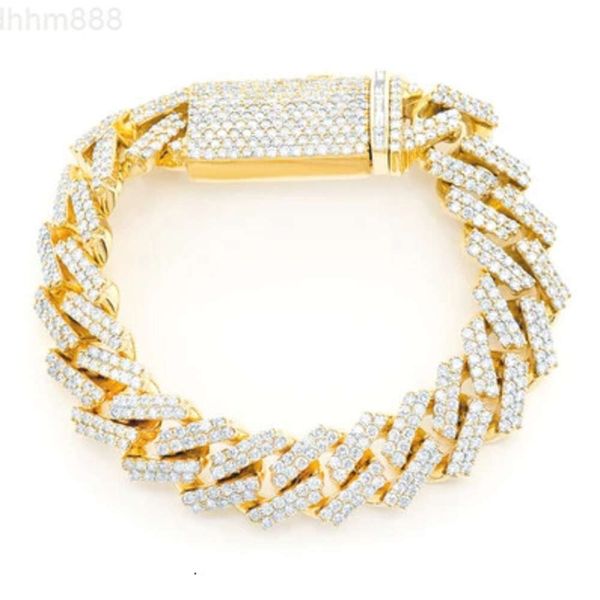 16.50ctw Vvs Moissanite Eslabón cubano Hip Hop Pulsera de diamantes Joyería 10k Oro amarillo Certificado Gra Mayorista de joyas de diamantes