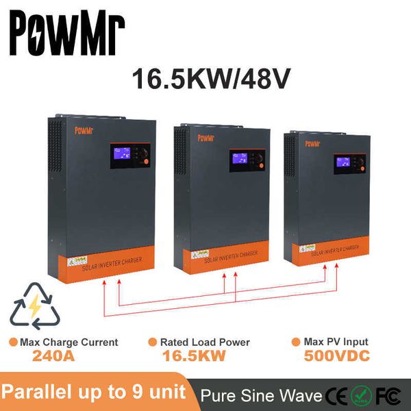 16.5KW 220Vac/380Vac Onduleur Triphasé MPPT 80A Chargeur Solaire DC48V Max PV 500Vdc Parallèle jusqu'à 9 Unités pour Chargeur de Batterie