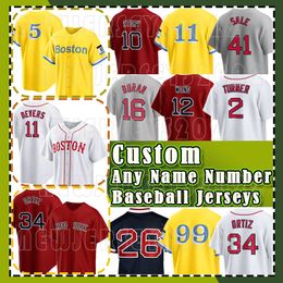 7 Masataka Yoshida 11 Rafael Devers Maillots de baseball 41 Chris Sale 34 David Ortiz Red Sox Ted Williams Boston Triston Casas Justin Turner Alex Verdugo Connor Wong