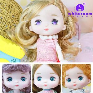 16 cm Babypop Speelgoed Voor Meisje BJD Mini Naakte Lichaam Hoofd Uitdrukking Gezicht 13 Beweegbare Gezamenlijke 3D Grote Ogen DIY 240313