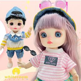 16 cm BJD Mini poupée 13 articulée mobile fille bébé 3D grands yeux beau jouet de bricolage avec des vêtements habiller 112 poupées de mode 240313