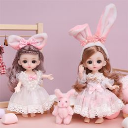 16 cm BJD Mini Fashion Toy Doll con ropa MINIATUR Kids Dolls Girls Baby Beautiful Dress Up 112 Regalos de cumpleaños Ojos 3D 220707