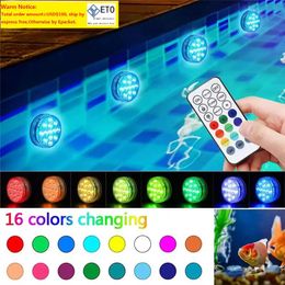 16 couleurs changeantes veilleuse submersible LED lumières modes batterie télécommande alimenté lampes extérieur IP68 étanche vase bol jardin