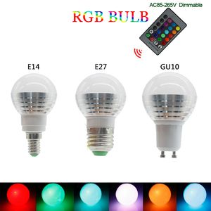 16 bulbes LED de couleur 85-265V E27 E14 Gu10 Magic LED Night Light 24kyky Remote Control Dimmable Stage Light
