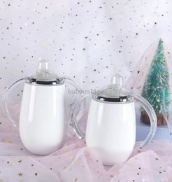 16 kleurrijke 10oz sublimatie sippy cups lege diy baby melk fles met handvat roestvrij staal kinderen drinken tuimelaar FY4287 XU