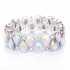 16 couleurs élégantes bracelets de manchette en cristal larme goutte bracelet femmes bracelet extensible indien mariée mariage costume bijoux cadeaux Q0720