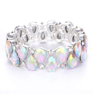 16 colores Elegantes brazaletes de cristal brazaletes brazaletes de lágrima mujeres estiramiento de la boda de la boda india joya regalos 240407