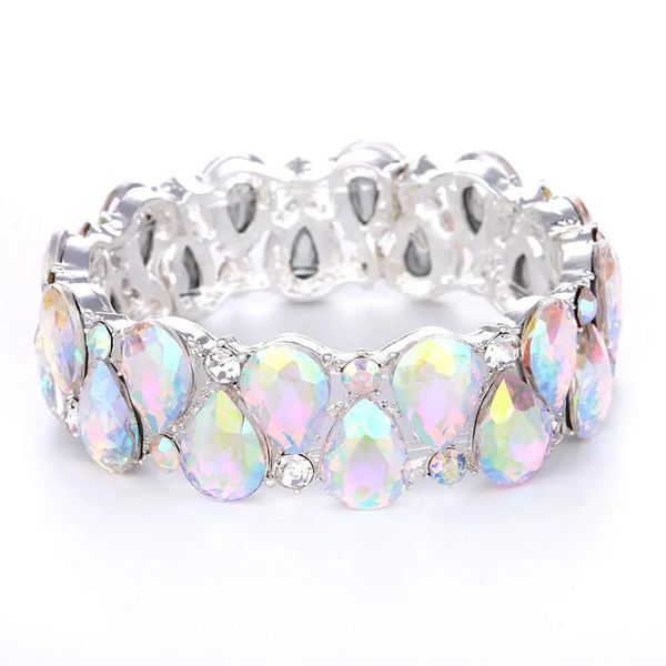 16 colores Elegantes brazaletes de cristal brazaletes brazaletes de lágrima mujeres estiramiento de la boda de la boda india joya regalos 240407