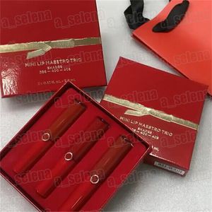 Marca 3 uds Mini tamaño brillo de labios Set cosméticos #400 #206 #405 lápices labiales líquidos de larga duración regalo de Navidad 3*3,5 ml