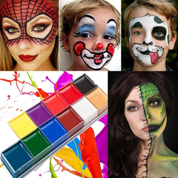 12 couleurs mode corps peint crème tatouages temporaires Halloween maquillage peinture faciale durable hydratant visage peinture crémeux