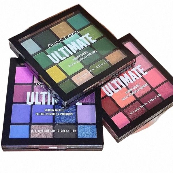 16 couleurs palette de fard à paupières mat paillettes poudre nacrée délicate facile à effacer miroitant ombre à paupières vert esprit maquillage b1bY #